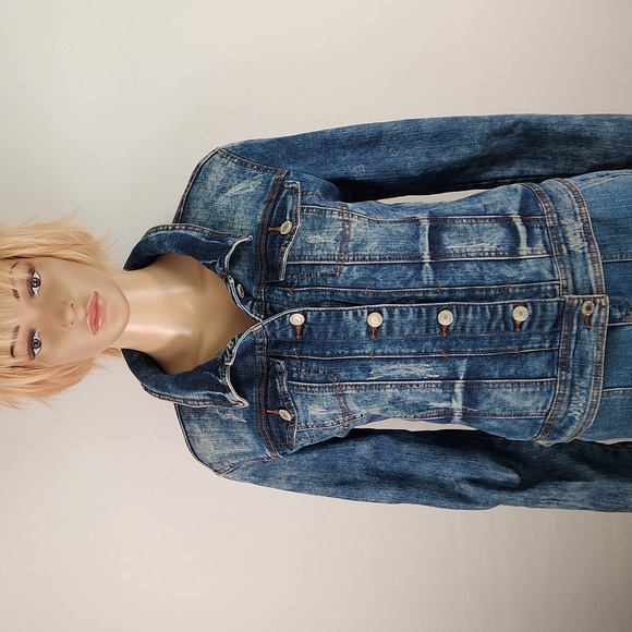 Almost Famous Distressed Denim Jacket Size L - Picture 3 of 17
